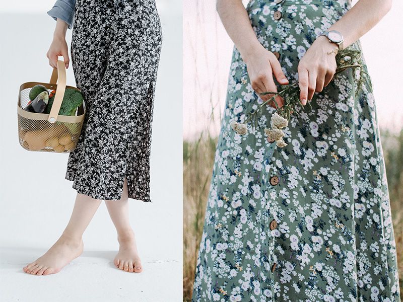 Chân váy xòe dáng dài phong cách vintage và áo phông chữ thời trang BANAMO  FASHION 591 - Chân váy | ThờiTrangNữ.vn