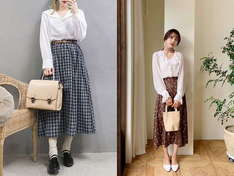 Chân váy hoa nhí, Chân váy vintage dài 2 lớp hàng quảng châu cao cấp |  Shopee Việt Nam
