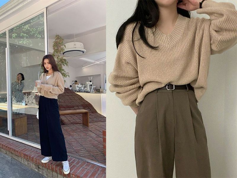 Áo len hồng cổ V AL27 – hongvicfashion