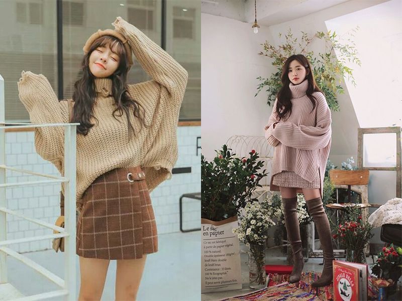 Mix áo len với chân váy xếp ly chuẩn phong cách thu đông - Shopee Blog