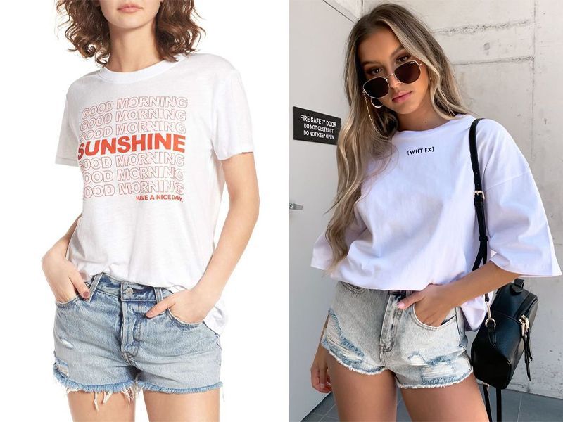 Phong cách trẻ trung, nổi bật cùng bộ đôi áo thun-short jean