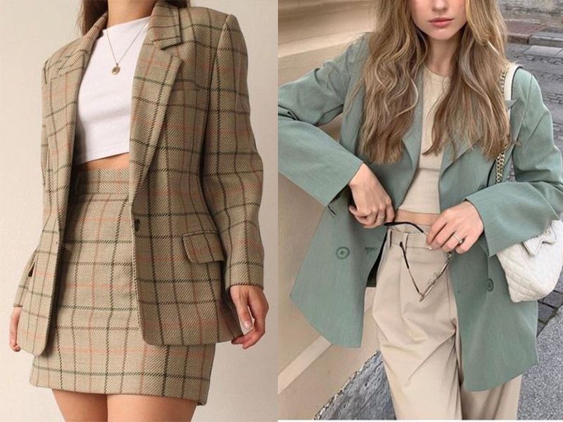 Blazer mix áo bra