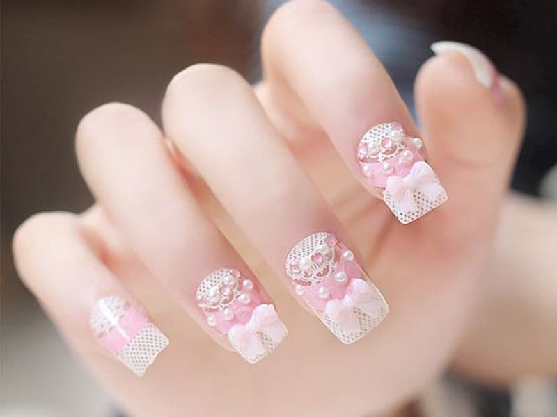 Nail cô dâu dễ thương