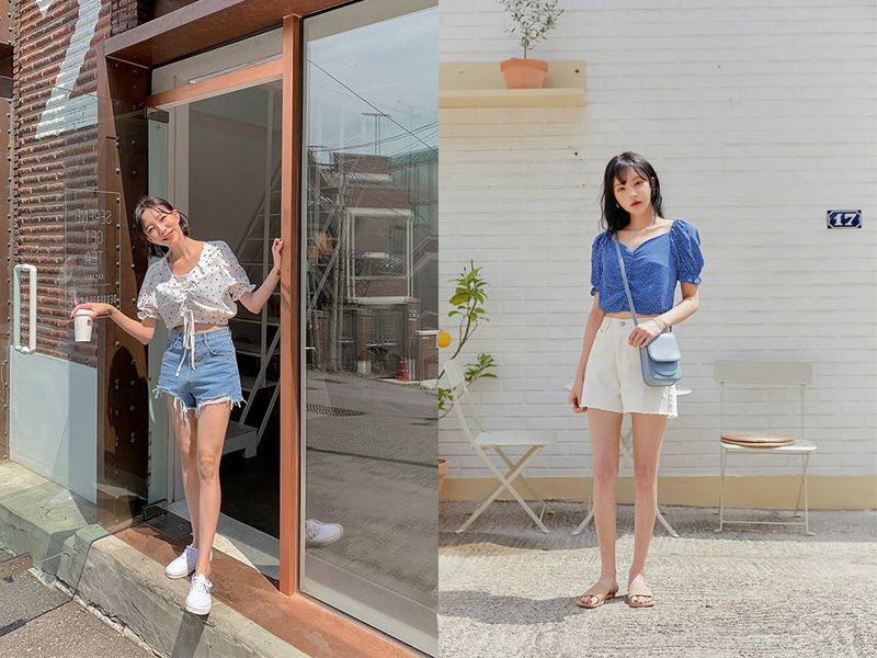 Quần short mix với áo croptop ôm