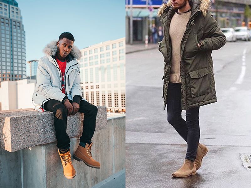 Áo parka mix cùng boots cao cổ