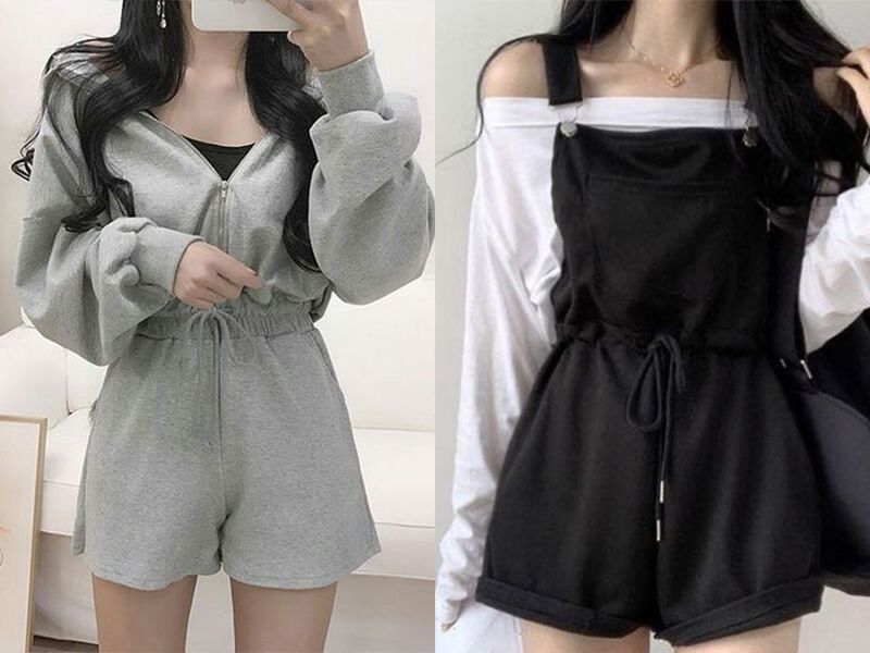 Áo thun mix cùng bộ playsuit