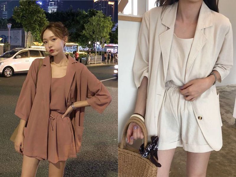 Mix playsuit với áo blazer năng động