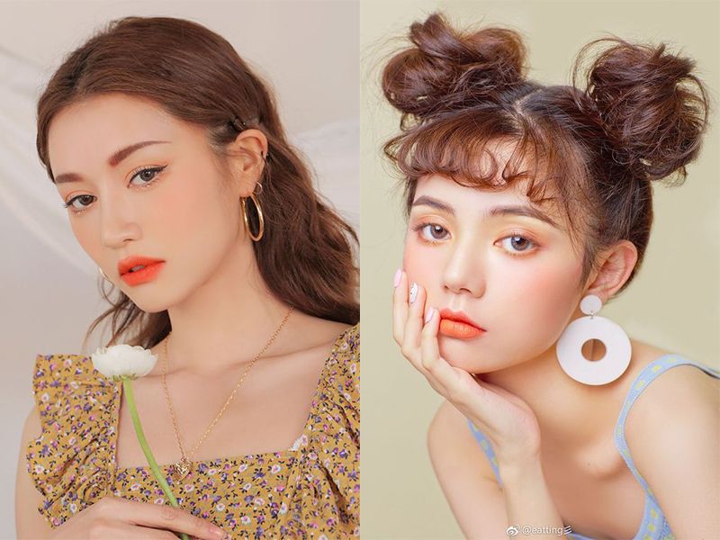 Makeup tone cam san hô nổi bật