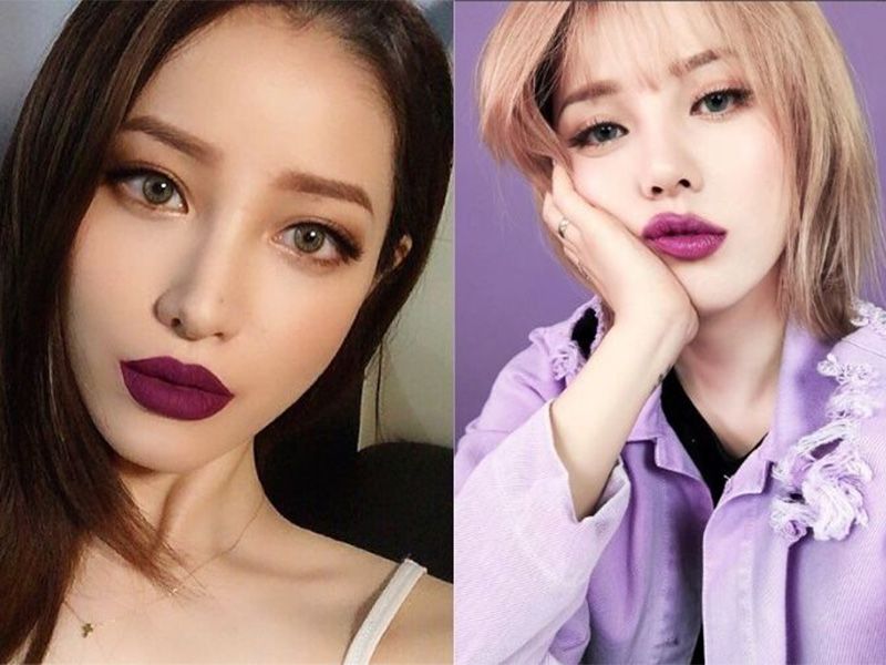 Makeup tone tím mận sáng