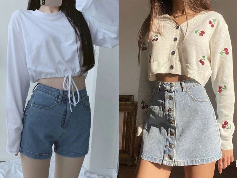 Áo croptop form rộng tay dài cho nàng cá tính