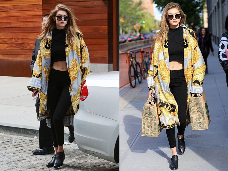 Người mẫu Gigi Hadid diện áo choàng phong cách baroque