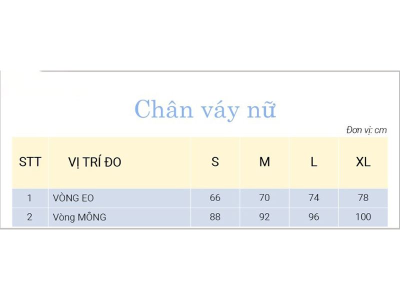 Chọn size chân váy xòe