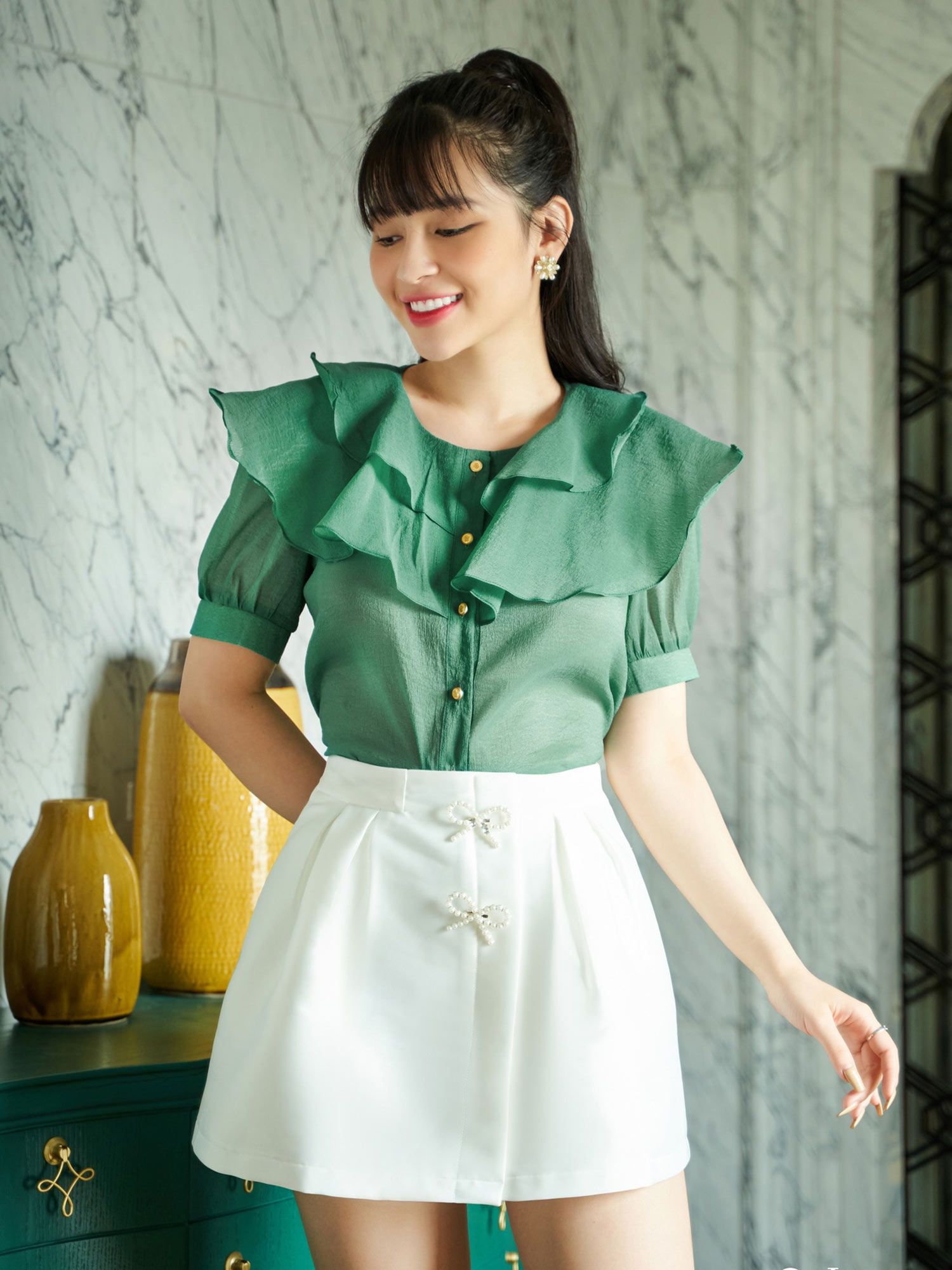 Váy xô Nhật, vừa mát vừa xinh, màu xanh lá cây cực hiếm Giá : 120k ------  Nhân