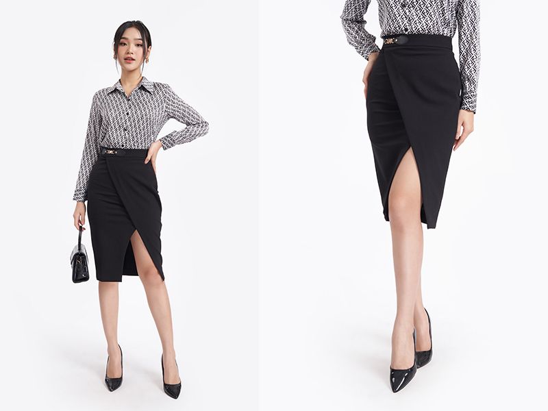 Chân váy da cut eo dáng chữ V Xquin, Chân váy nữ xẻ tà siêu sexy ôm body  siêu tôn dáng | Shopee Việt Nam