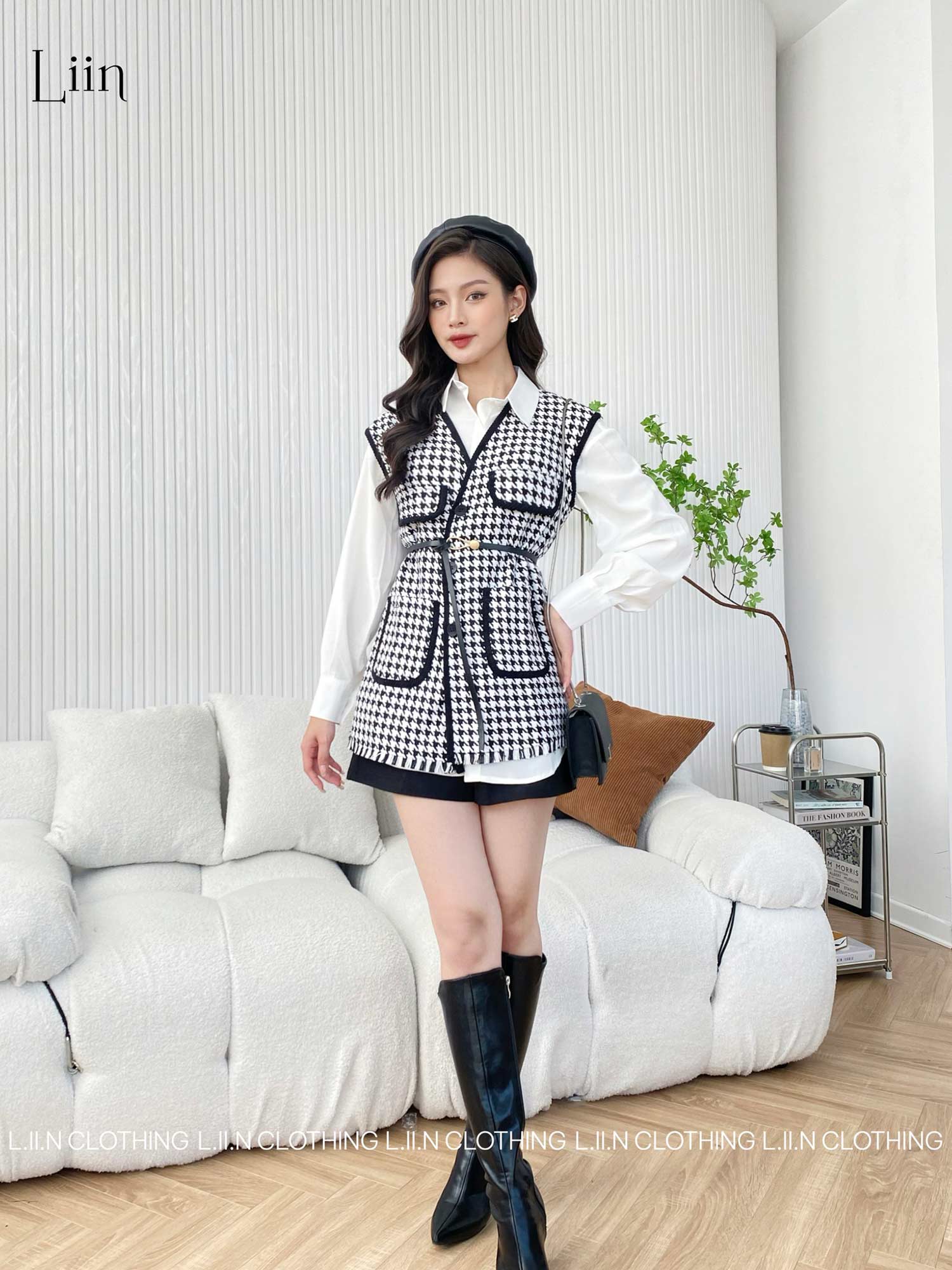 Sét áo khoác len Hàn Quốc 3 chi tiết gồm áo khoác, áo sơ mi và chân váy  sành điệu dành cho bé CBG9719R | Bé Cưng Shop