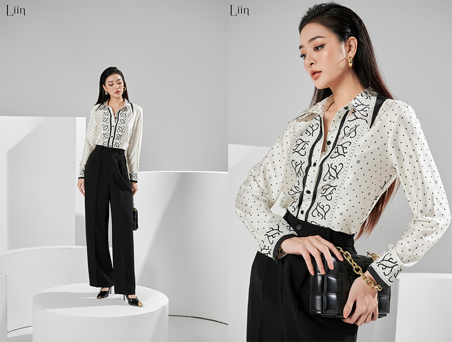 Set đồ thời thượng với quần culottes và áo trắng