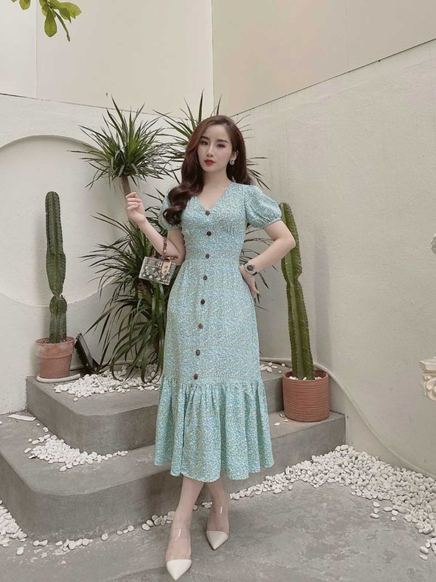Váy cổ yếm maxi dáng dài, dây rút điều chỉnh 2 lớp | Shopee Việt Nam