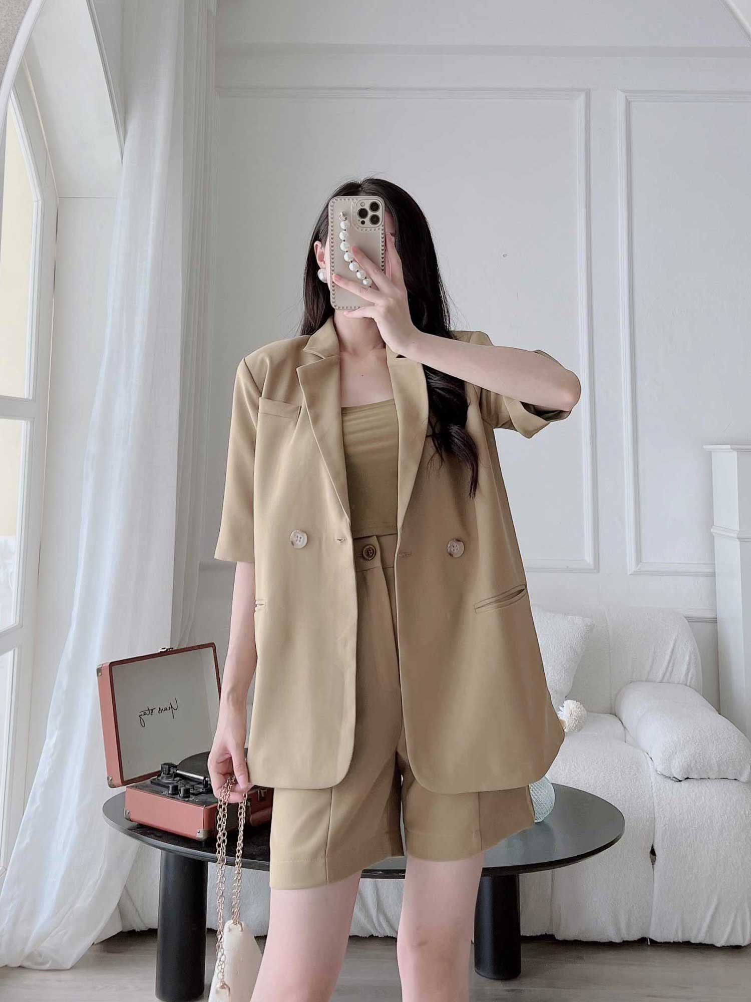 Áo blazer nữ tay ngắn KAMONG phong cách công sở nhiều màu, nhiều size A137  | Shopee Việt Nam