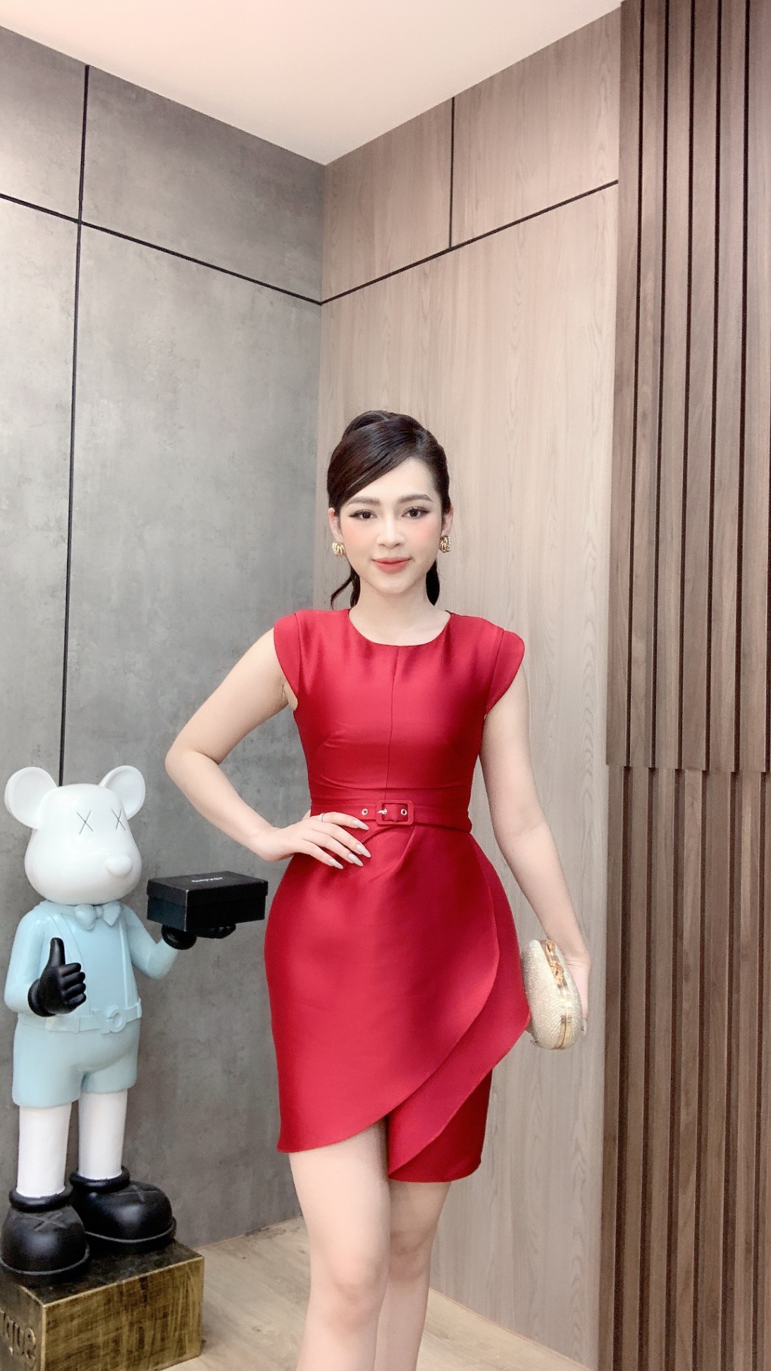 Đầm xòe tafta cổ lục giác H.sen – Thoitranght.com.vn