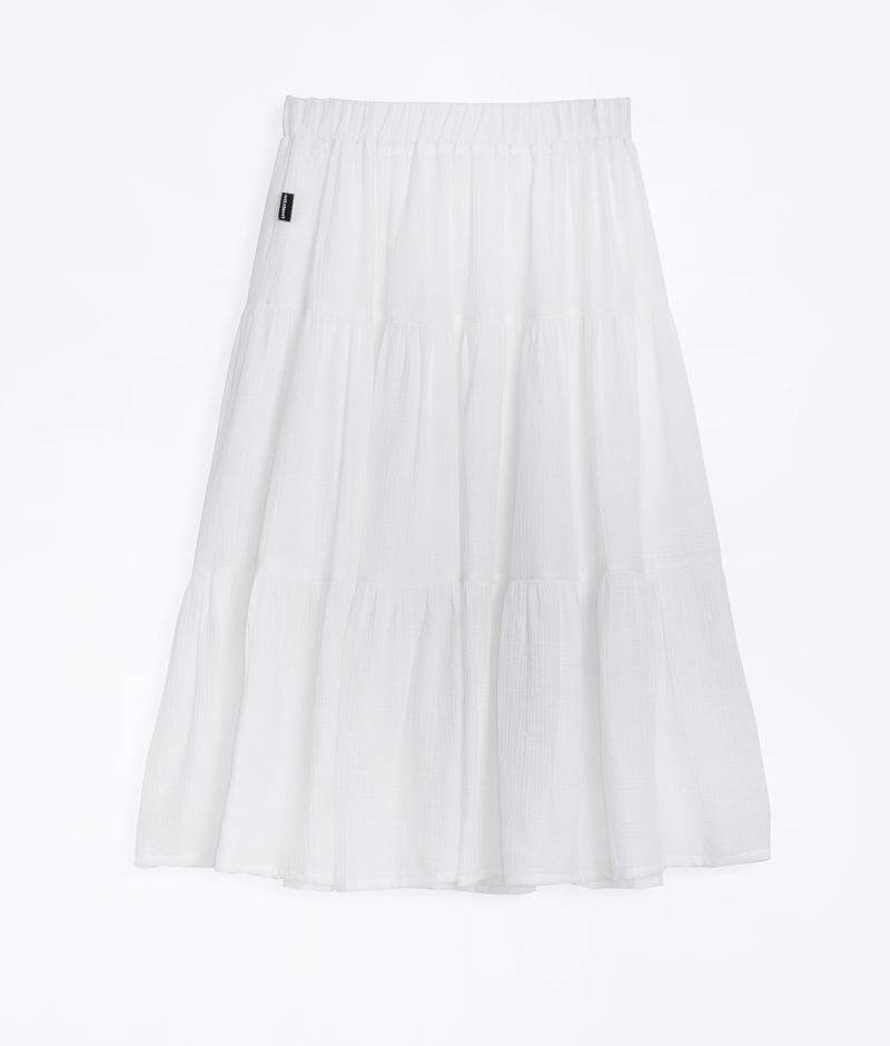 Chân váy tầng from dài Ceci Skirt from chuẩn dễ mix có 2 màu trắng và đen  chất liệu vải tằm xước có lót trong lưng thun - Chân váy | ThờiTrangNữ.vn
