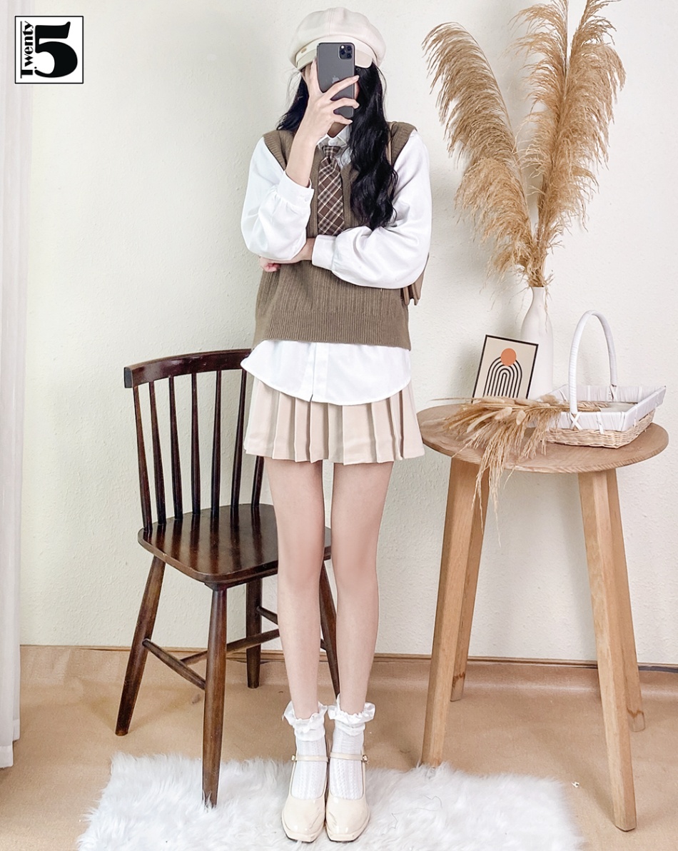 Set váy trắng dài và áo gile len rách ulzzang - Bộ | ThờiTrangNữ.vn