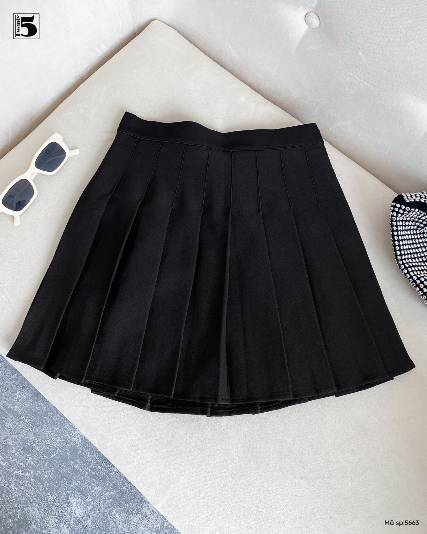 Chân váy tennis xếp ly to 3 màu trendy đen trắng xám thời trang banamo