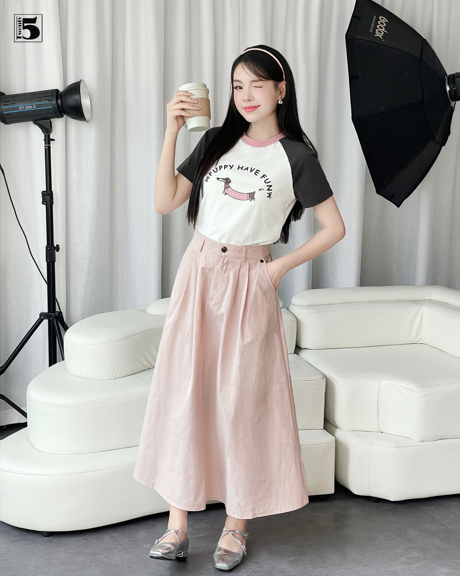 Chân váy dài vải 6728-249