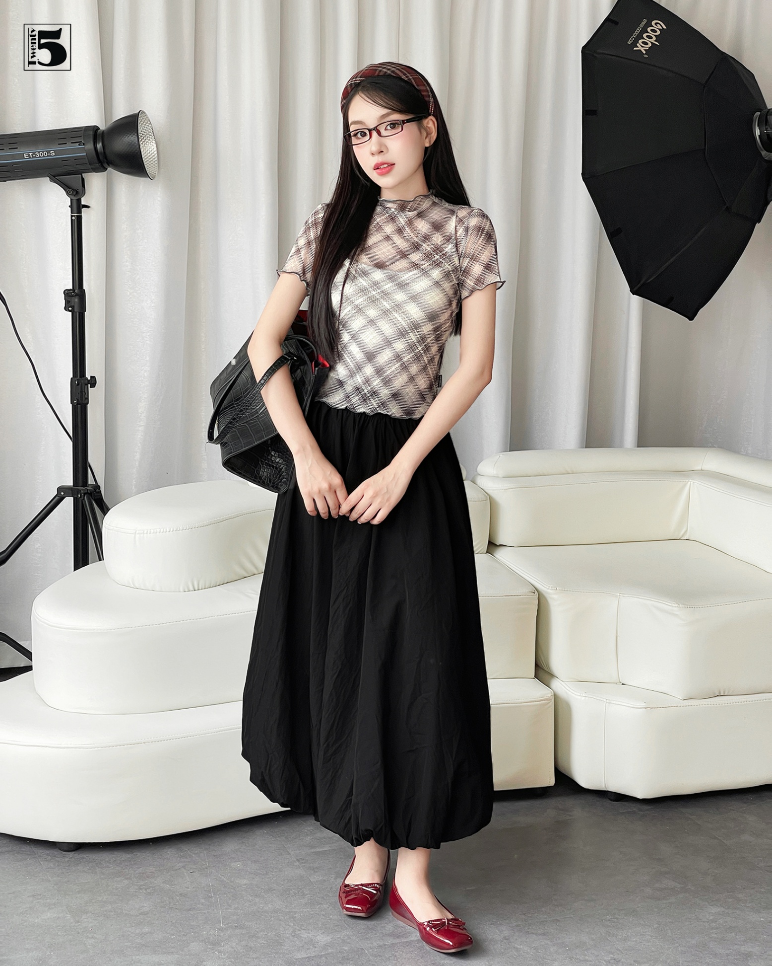 Chân váy dài vải 6680-249