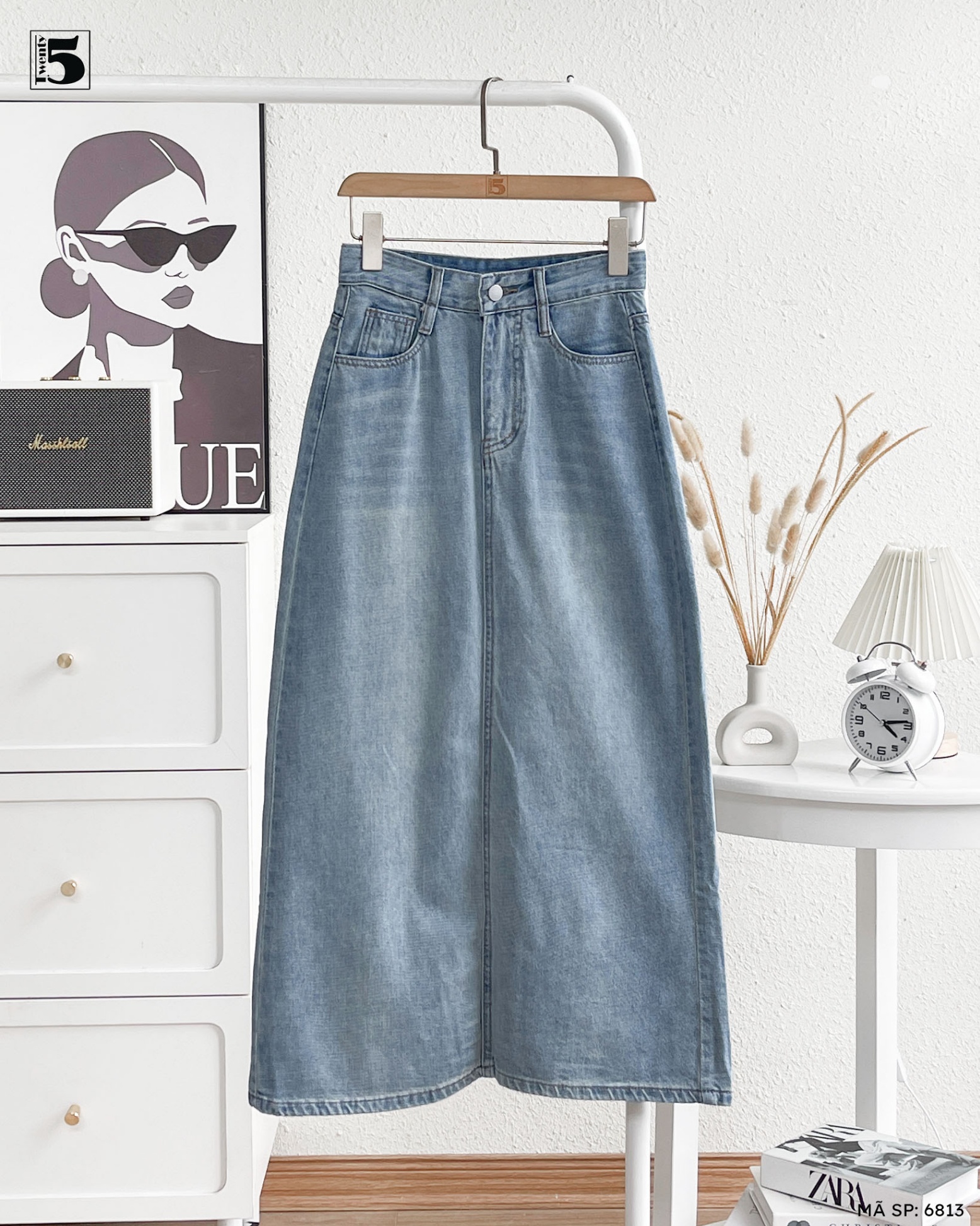 Chân váy dài jeans 6813-349