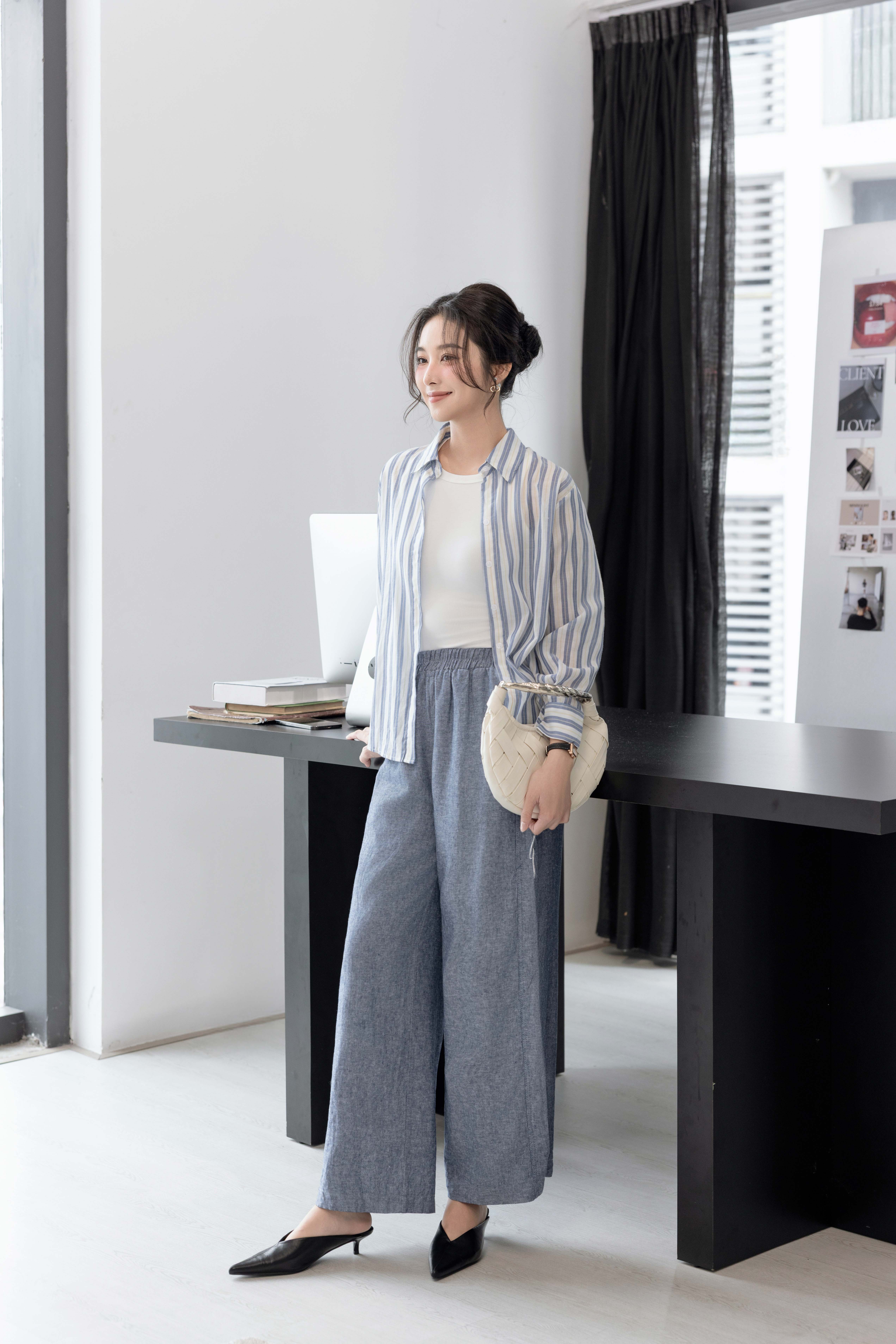 Áo Sơ Mi STRIPED LUNA SHIRT BLUE