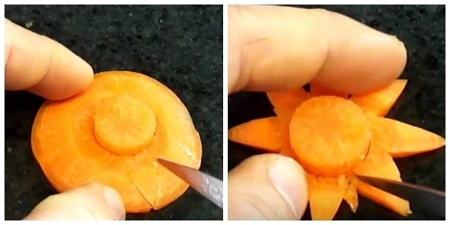 Với một chút khéo léo, bạn có thể biến củ cà rốt thô kệch thành những bông hoa rất dễ thương, sinh động để trang trí cho mâm cơm thêm đẹp mắt, ngon miệng.