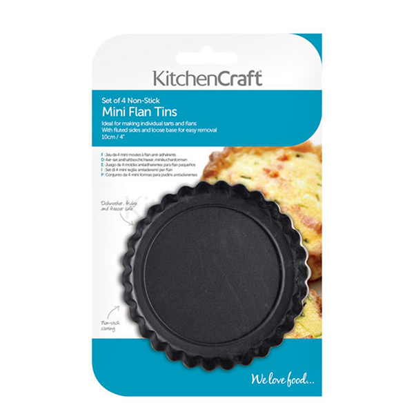 KITCHEN CRAFT, BỘ KHUÔN TART, 4 CHIẾC, CHỐNG DÍNH, MINI