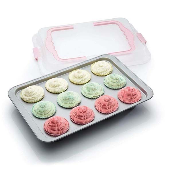 KITCHEN CRAFT, BỘ KHAY NƯỚNG CUPCAKE, 12 LỖ, CÓ NẮP ĐẬY MANG ĐI