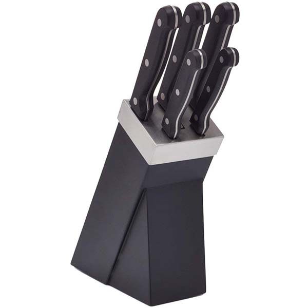 KITCHEN CRAFT, BỘ DAO, KÈM GIÁ CẮM, MÀU ĐEN, 5 CHIẾC