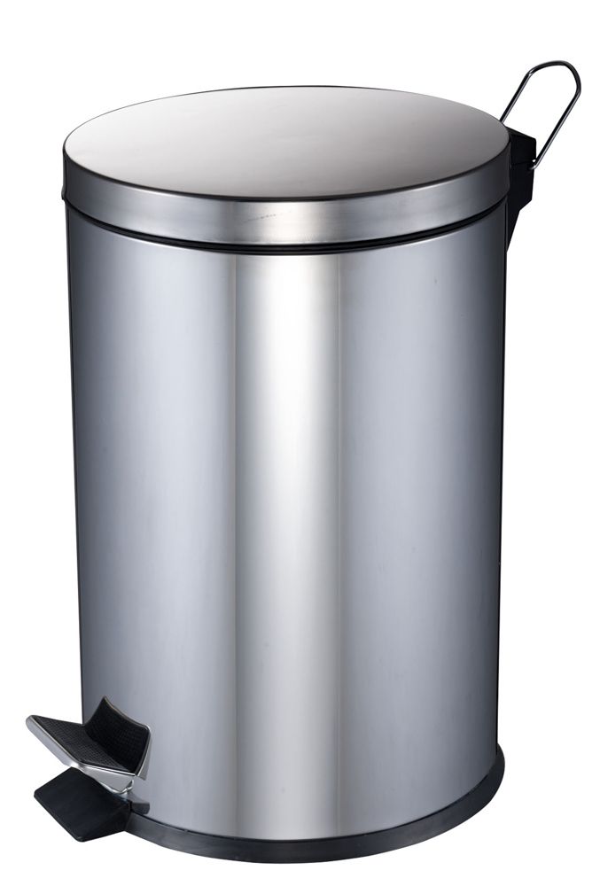 (22-01315) THÙNG RÁC, HÌNH TRÒN, GƯƠNG TRONG, CÓ BÀN ĐẠP, INOX, Ø20.3xH28.4cm, 5L