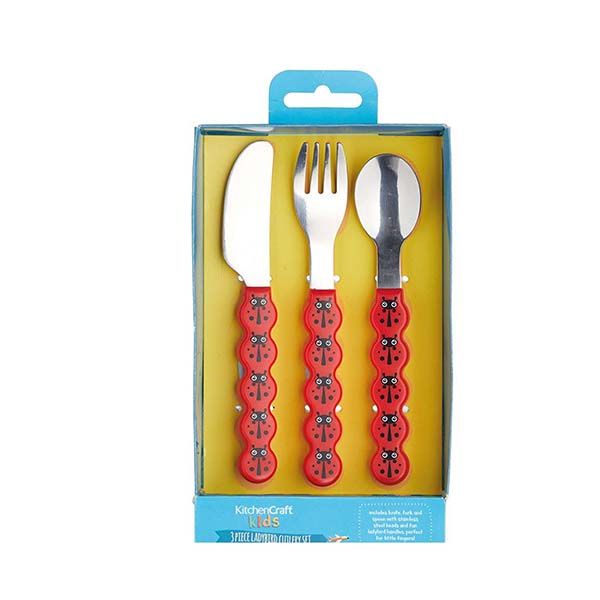 KITCHEN CRAFT, BỘ DAO DĨA THÌA CHO BÉ, 3 CHIẾC, MÀU ĐỎ
