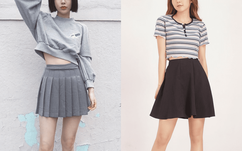 Phối chân váy ngắn cùng croptop