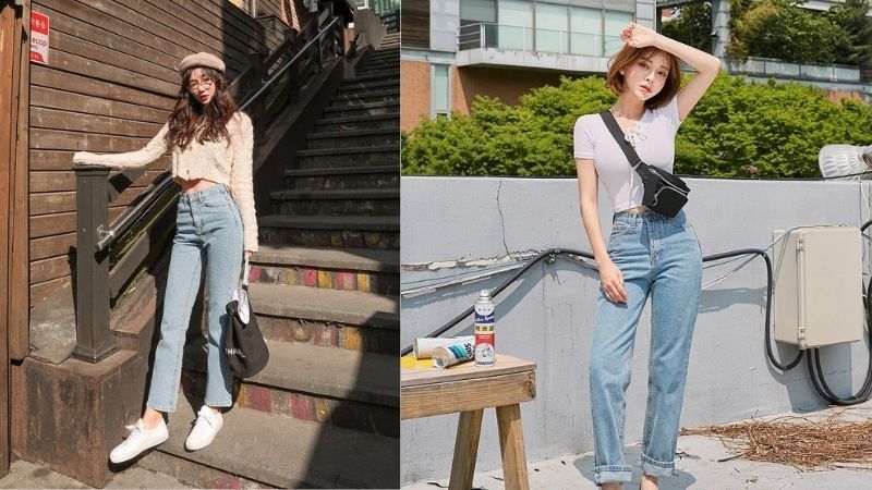 Phối quần baggy với áo croptop