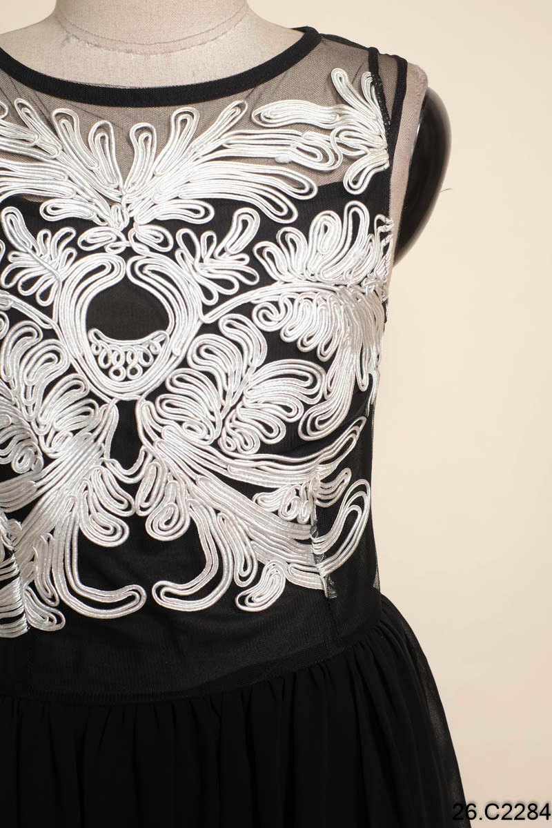 Váy chữ A cách điệu Chanel phối màu đen trắng | Váy Đầm