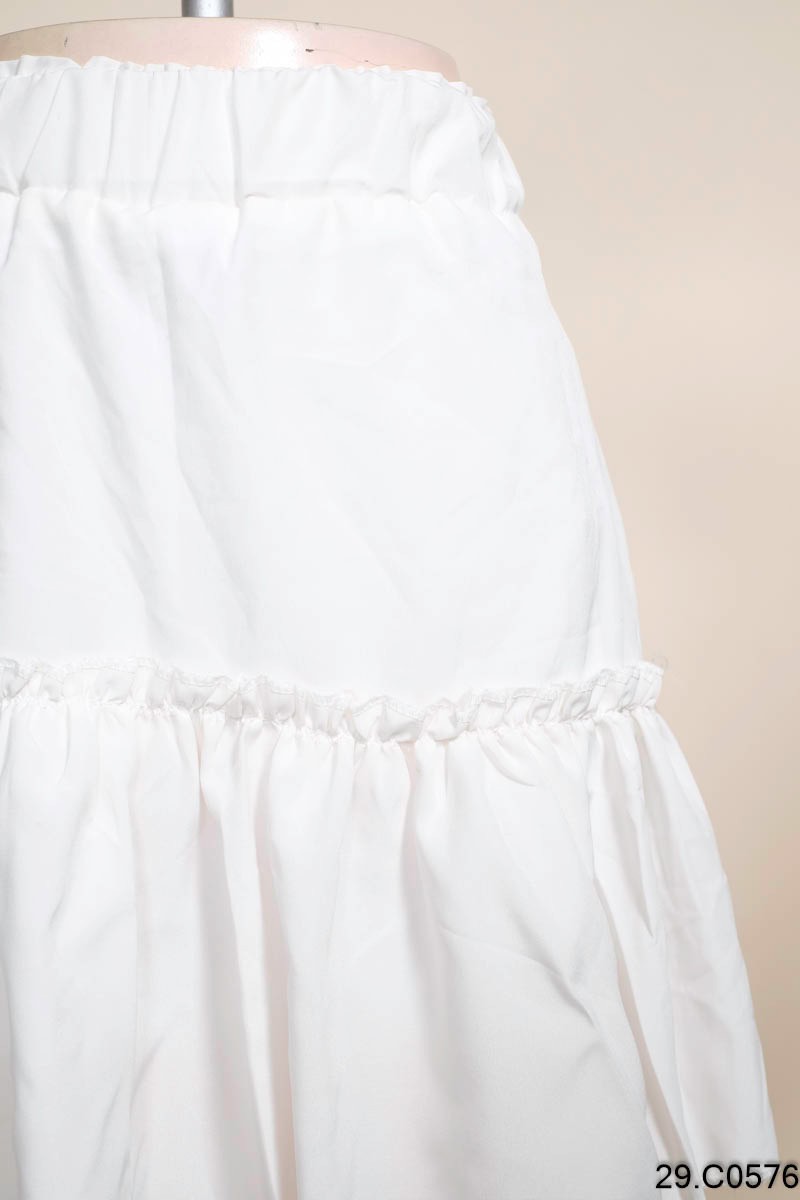 Đầm xòe dáng dài hở vai phối nơ ngực dự tiệc (Trắng) | AlvinStore.Vn
