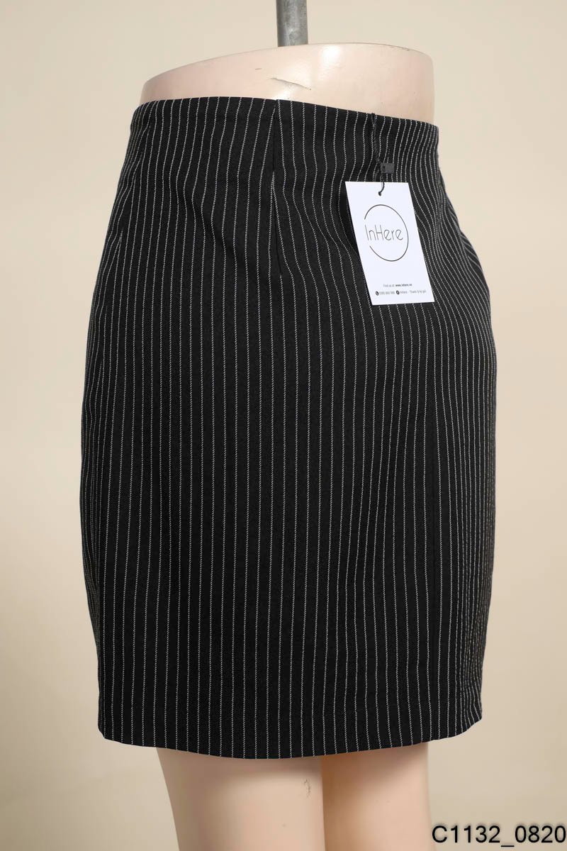 Chân váy bút chì dệt kim gân nổi - Màu kem/Kẻ - Ladies | H&M VN
