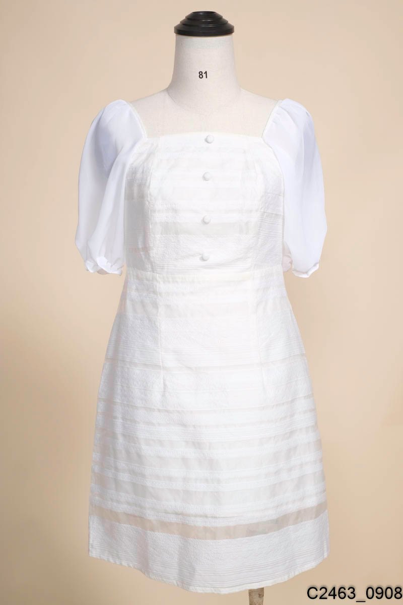 Đầm dạ hội kiểu tay phồng dài cổ vuông (KHÔNG KÈM HOA) | AlvinStore.Vn