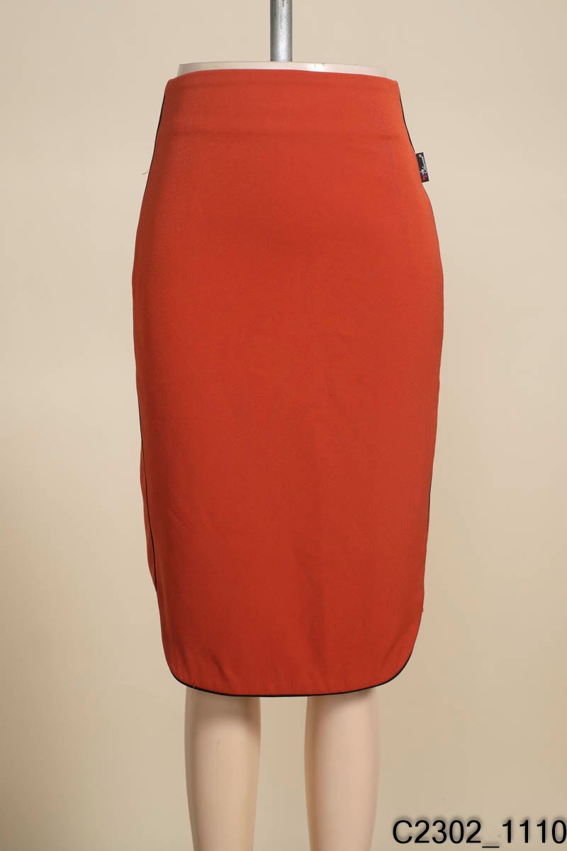 LIBÉ - Chân váy form suông vải nhung tăm màu cam đất - Chân váy |  ThờiTrangNữ.vn