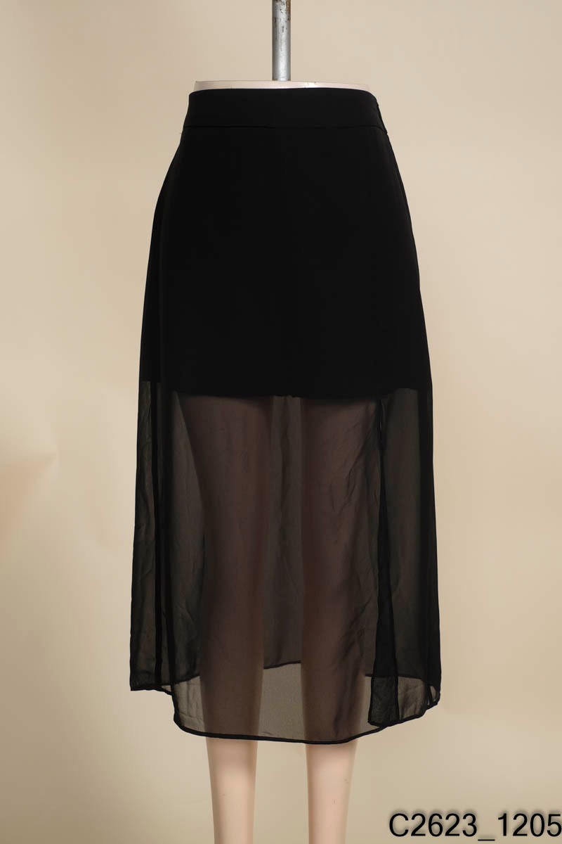 Đầm xòe phối áo hoa voan tơ ánh nhũ chân váy đen - D578