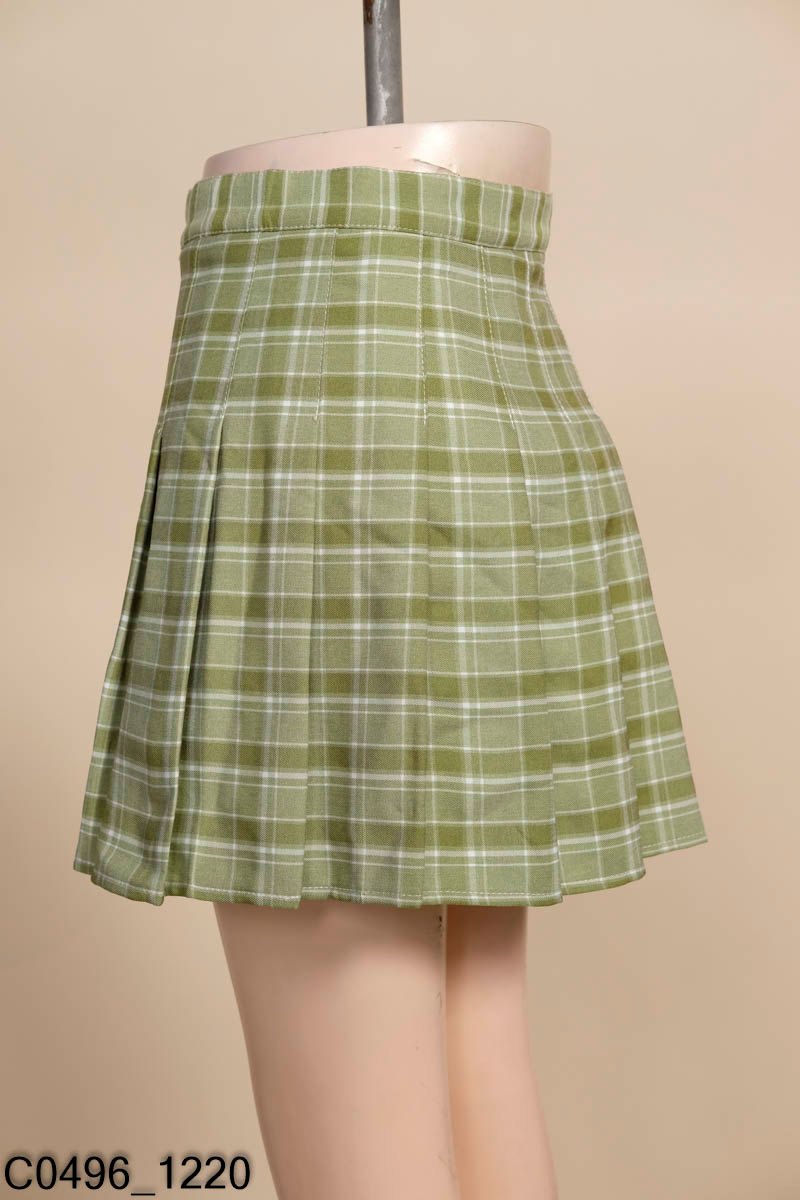 CÓ THỂ mùa hè phong cách mới phổ biến bơ màu xanh lá cây mỏng váy nữ xếp ly  eo cao thời trang váy tính khí - Váy eo cao 🆘 Kho