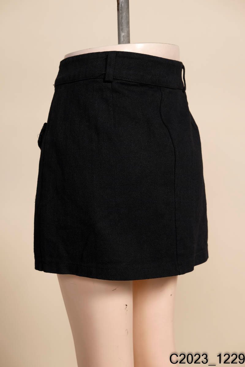 Lịch sử giá Váy bò bất quy tắc nữ cạp cao a chữ cỡ to béo mm chân váy ngắn  ôm hông màu đen hàng cúc mùa hè cho nữ cập nhật
