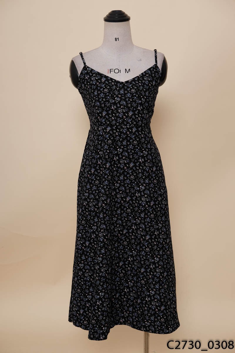 Đầm maxi họa tiết dáng xòe hai dây HL21-02 | Thời trang công sở K&K Fashion