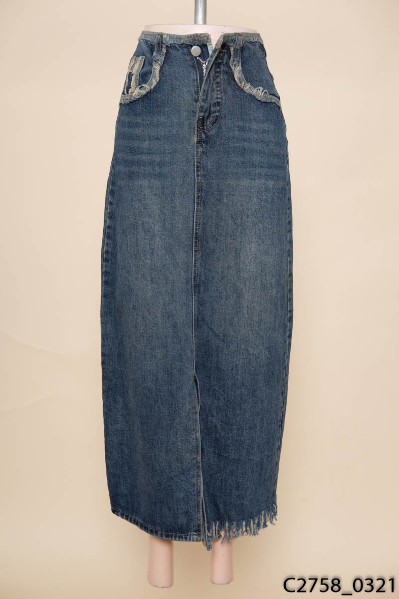 Chân váy jean denim Nữ VMSTYLE ngắn cạp cao rách hông kiểu lai thường cá  tính - CVJ00052