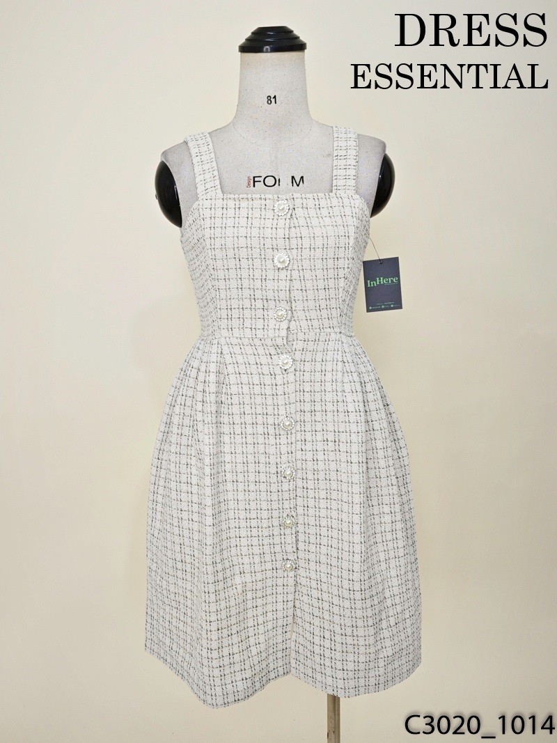DRESS ESSENTIAL-Đầm dạ 2 dây be