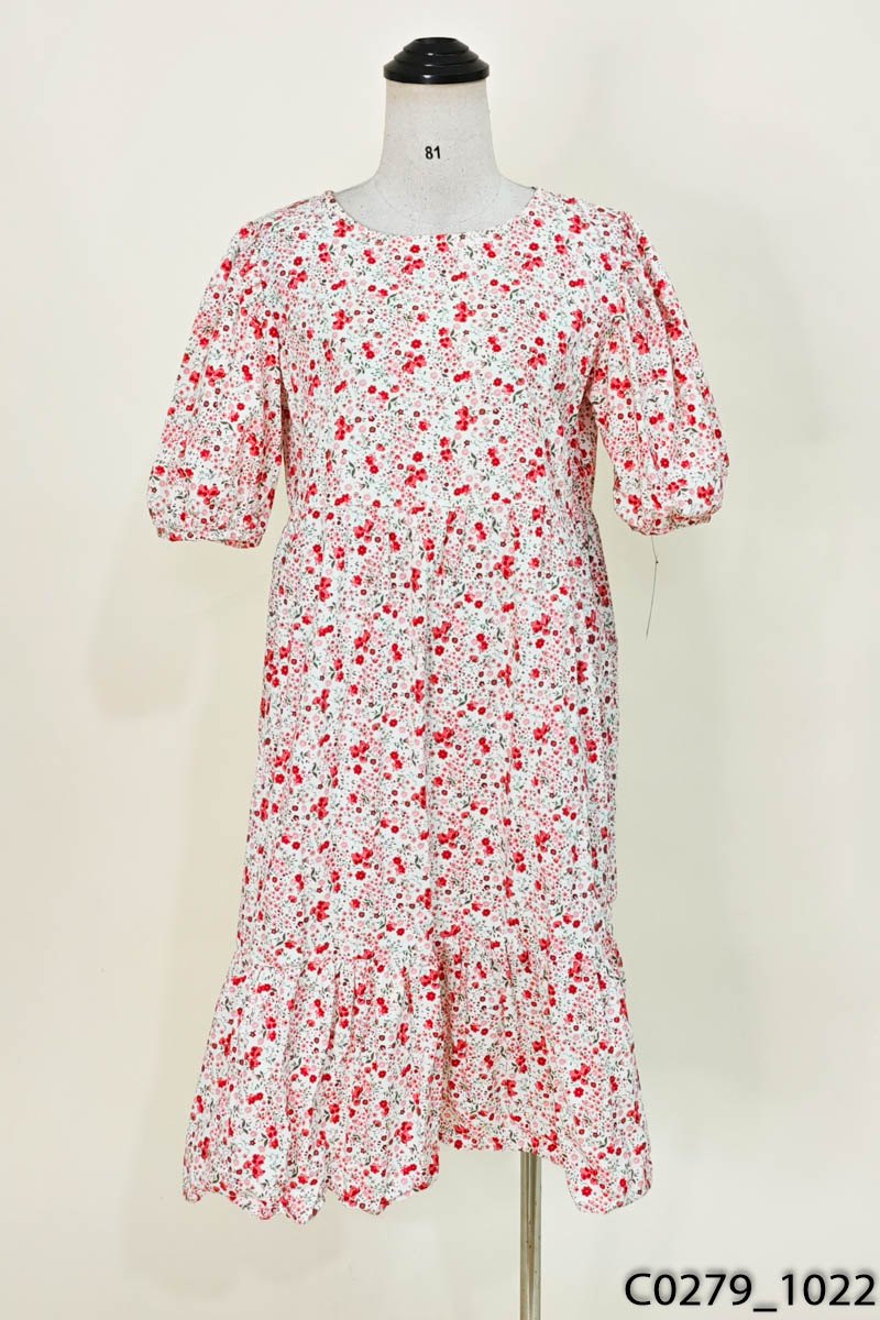 Đầm babydoll trắng hoa nhí